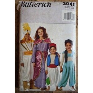 VTG 90s Butterick 3049 Aladdin Jasmine Costume Sewing Pattern Sz 4-14 Uncut Rare
